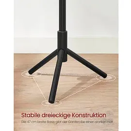 VASAGLE Garderobenständer Massivholz Schwarz
