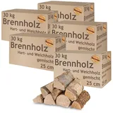 Brennholz Gemischt Kaminholz 5-500 kg Buche Eiche Birke Kiefer Fichte Holz Für Ofen und Kamin Kaminofen Feuerschale Grill Feuerholz 25 cm Wood Kammergetrocknet Flameup, Menge:150 kg