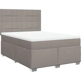 vidaXL Boxspringbett mit Matratze Taupe 140x200 cm Stoff