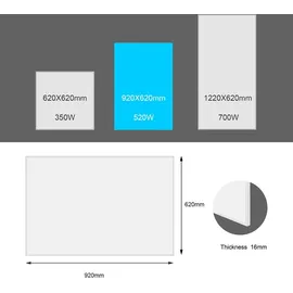 Wiltec Infrarotheizung 520 Watt inkl. Wlan-thermostat, energieeffizienter Heizkörper mit WLAN Steuerung, Wandmontage Elektroheizung, Heizpaneel IR