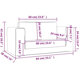 vidaXL Kinder-Schlafsofa 2-Sitzer Hellgrau mit Sternen Weicher Plüsch