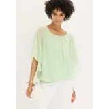 bonprix Chiffonbluse mit Untertop, grün Gr.52, festliche Chiffonbluse mit Fledermausärmeln und elastischem Bund