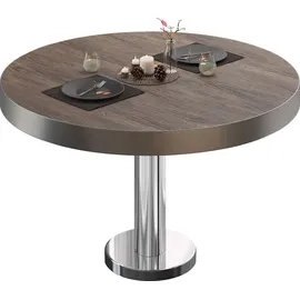 GGM Möbel Bistro Loungetisch Ø 70 x 41 cm Light Wenge/Edelstahl