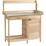 Outsunny Pflanztisch mit verzinkter Arbeitsplatte 112 x 48 x 125 cm