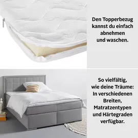 Collection AB Boxbett Athena, wahlweise mit Bettkasten inkl. Topper bei Ausführung mit Matzratze, in Härtgraden H2, H3, H4, grau