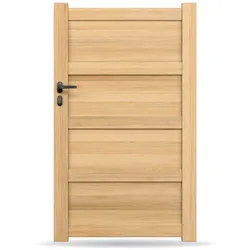 Gartentür, Holzoptik, Eiche Hell Dekor,, Einzeltor, Modell Bonn, Aluminium, Weiß, flexible Befestigungssysteme, individuell konfigurierbar