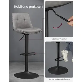 VASAGLE Barhocker 2er Set, mit Fußstütze, taubengrau