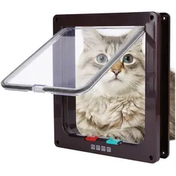 BlingBin Katzenklappe Große Katzenklappe XL Hundeklappe 4 Wege Magnet, Katzentür für Haustiere mit Einem Umfang <63 cm braun