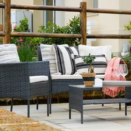 Mobili Rebecca Rebecca Mobili Gartengarnitur, grau aus Polyrattan mit Kissen, 4 Sitzplätze - Grau