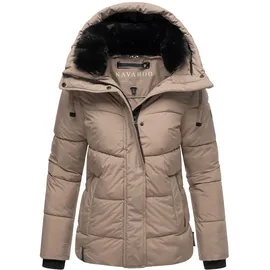 Navahoo Damen, Winterjacke mit Kapuze und abnehmbaren Kunstfell-Kragen Sag ja XIV Taupe Grey Gr. L - L