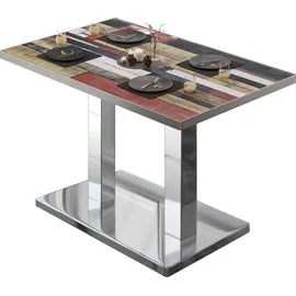 GGM Möbel Bistrotisch 120 x 70 x 75 cm Vintage Bunt/Edelstahl