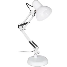 Relaxdays Schreibtischlampe, Gelenk-Arm, schwenkbar, Büro Leselampe, Metall, E27, HxBxT: 50 x 27 x 15 cm, weiß