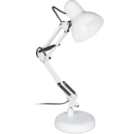 Relaxdays Schreibtischlampe, Gelenk-Arm, schwenkbar, Büro Leselampe, Metall, E27, HxBxT: 50 x 27 x 15 cm, weiß