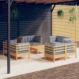 vidaXL Garten-Lounge-Set 9-tlg. grau Kiefernholz