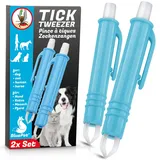 BluePet Automatische Zeckenzange 2er Set, Zeckenentferner für Hund, Katze, Mensch, Zeckenpinzette 2 St