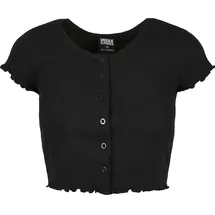 URBAN CLASSICS Cropped Button Up Rib Tee -
