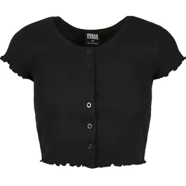 URBAN CLASSICS Cropped Button Up Rib Tee -