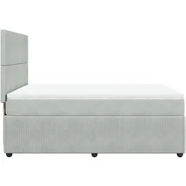 vidaXL Boxspringbett mit Matratze Hellgrau 160x200 cm Samt