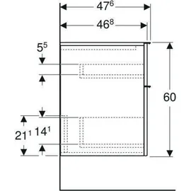 Geberit iCon Seitenschrank, 2 Schubladen, weiß matt