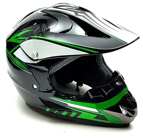Motocross-Helm fürs Motorrad, schwarz-grün 5165