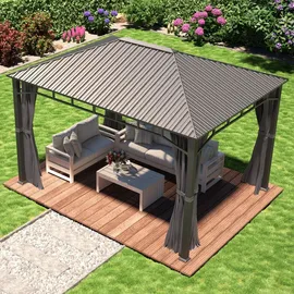 TOOLPORT Gartenpavillon 3x4m galvanisierter Stahl loft grey - 300194