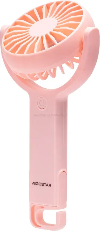 Aigostar Tragbarer USB-Ventilator – Flüsterleise Kühlung für den heißen Sommer, 5 Geschwindigkeitsstufen, 270° verstellbarer Luftstrom, Klemm- & Schreibtischdesign, wiederaufladbarer Mini-Ventilator, Pink