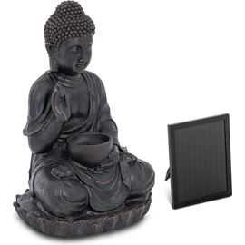 Hillvert Solar Gartenbrunnen - grüßende Buddhafigur - LED-Beleuchtung