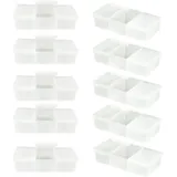 com-four® 10x Mini Tablettenbox mit drei Fächern - Medikamentendosierer für den Haushalt - transportable Medikamentenbox - Pillendose (10 Stück - transparent)