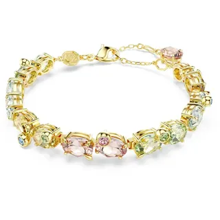 Swarovski Gema Tennis Armband Verschiedene Schliffe, Mehrfarbig, Goldlegierungsschicht