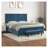 vidaXL Boxspringbett mit Matratze Dunkelblau 180x200 cm Samt
