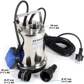 XPOtool Wiltec Tauchpumpe bis 7500l/h, max. Förderhöhe 6,5m, Schmutzwasserpumpe 400W, Fremdkörper bis 5mm