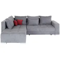 P & B Ecksofa, Grau, Textil, 3-Sitzer, Füllung: Schaumstoffflocken,Schaumstoffflocken,Schaumstoffflocken, L-Form, einmalig seitenverkehrt montierbar, 260x218 cm, Made in EU, Schlafen auf Sitzhöhe, Wohnzimmer, Sofas & Couches, Wohnlandschaften, Ecksofas