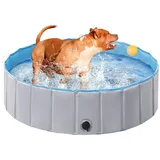 Yaheetech Hundepool für Hunde, Swimmingpool 100/120/140/160 x 30 cm, Hund Planschbecken Schwimmbecken, Faltbarer Pool Badewanne Wasserbecken, Klappbares Haustier-Duschbecken