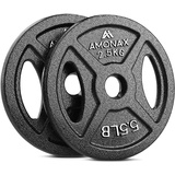 Amonax Hantelscheiben Gusseisen Set, 2,5kg, 5kg, 10kg Hantel Set für 25mm & 50mm Olympia Gewichte Hantel Bar, Metall Hantelscheiben für Gewichtheben und Hip Thrust, Hantelscheiben für Das Home Gym