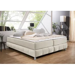 Boxspringbett ANDAS "Salo", beige, B:186cm L:206cm, Komplettbetten, Boxspringbett, Ohne Kopfteil, inkl. Topper, auch in Überlänge 220 cm