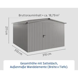 EcoStar Metallgerätehaus Euroline ESD14 graualuminium 310 x 310 cm 1-flg.