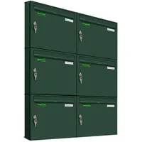 AL Briefkastensysteme Basic 6er Briefkasten RAL 6005 Moos Grün
