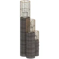 vidaXL Kerzenhalter 3 Stk. Korbweide Grau