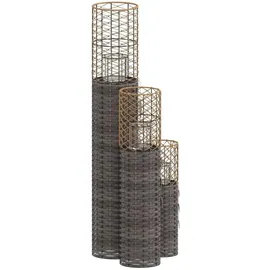 vidaXL Kerzenhalter 3 Stk. Korbweide Grau