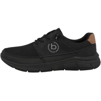 BUGATTI Sneaker aus Mesh, amtungsaktiver Turnschuh, elastische Schnürsenkel, Schwarz, 47 EU