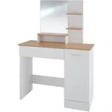 Tectake tectake® Schminktisch, Weiß, Honig, Rechteckig, 40x138.5x90 cm,