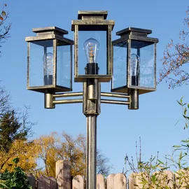 hofstein Poggio Außenwegeleuchte aus Metall/Glas in Braun/Goldfarben/Klar - Braun/Gold