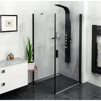 Polysan s.r.o. Komplettdusche ZOOM Black Rechteckige Duschkabine 900x800mm L/R Variante, BxT: 90x80 cm, Polysan-ZL1290BZL3280B-SET