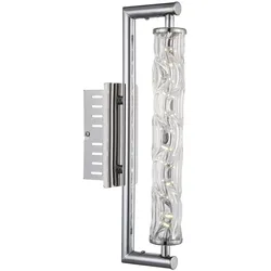 LED Wandleuchte Chrom Designleuchte Glas klar Wandlampe Glasrohr gedreht, 6W 380Lm neutralweiß, BxHxT 37x8x15,5 cm