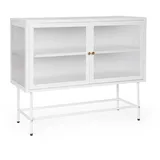 BIZZOTTO Kommode Carey aus Metall und Glas, klassisch, Weiß, großzügiger Stauraum, 110x43x90 cm