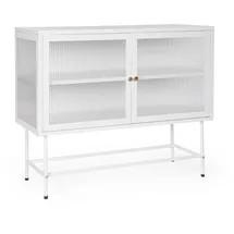 BIZZOTTO Kommode Carey aus Metall und Glas, klassisch, Weiß, großzügiger Stauraum, 110x43x90 cm