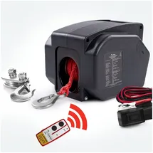 Rotfuchs Elektrische Seilwinde 12v für Bootstrailer mit Funkfernbedienung – 4990 Kg Zugkraft, Bootswinde elektrisch, Winde Seilzug Synthetikseil