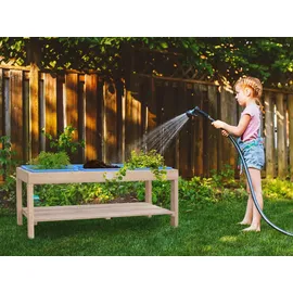 Axi Sand und Wassertisch mit 3 Behältern Naturbraun Behälter Blau