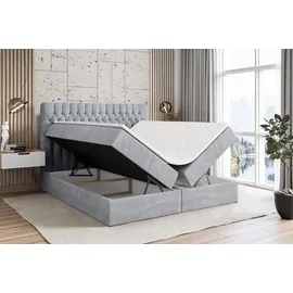 altdecor BOXBETT mit Matratze H3 und Lattenrost, - SERENE - 160x200 Grau