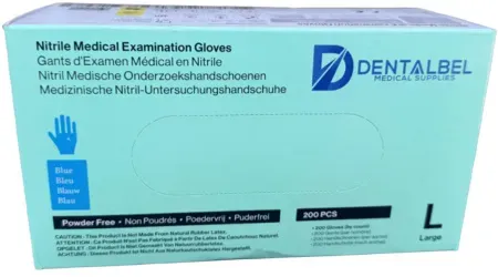 Dentalbel Blaue Nitrilhandschuhe Kategorie III Größe L Puderfrei 200 Stück